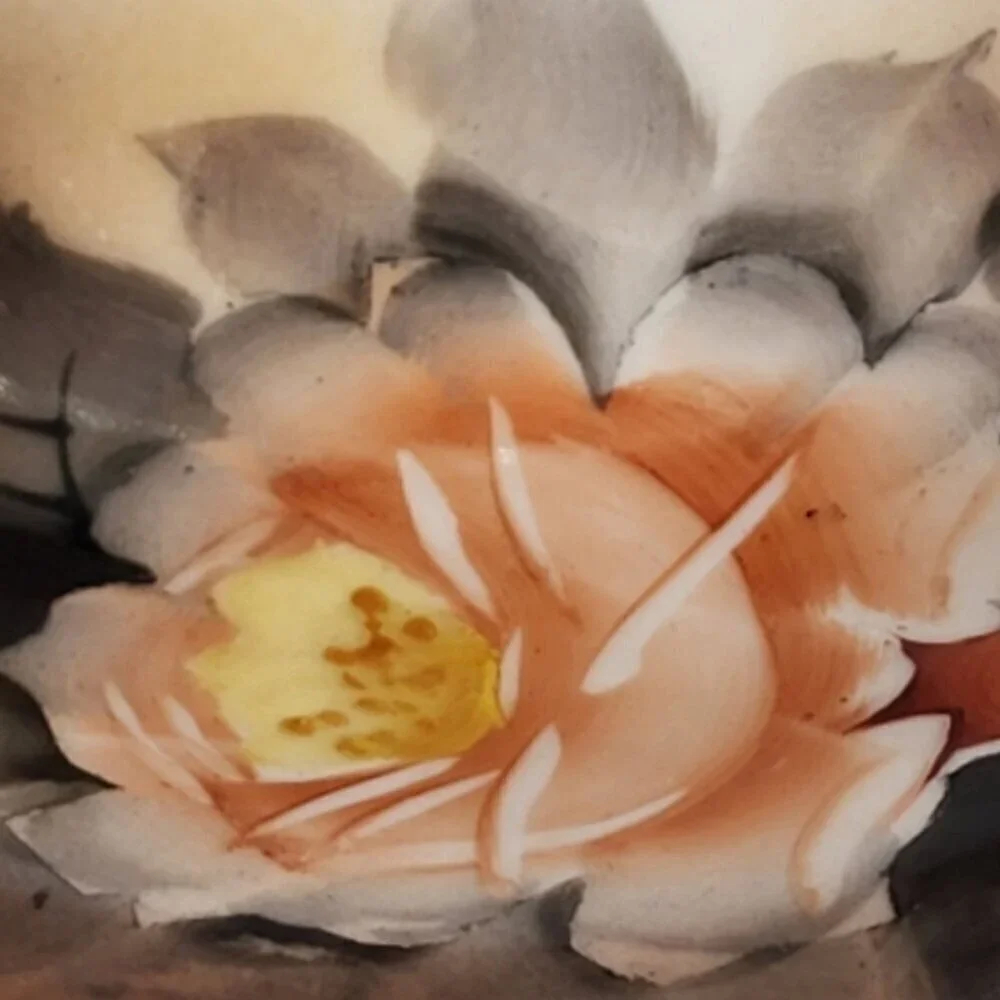 Nippon Hand Painted Vintage Porcelain Bowl Peach Floral Design with Gold Accents